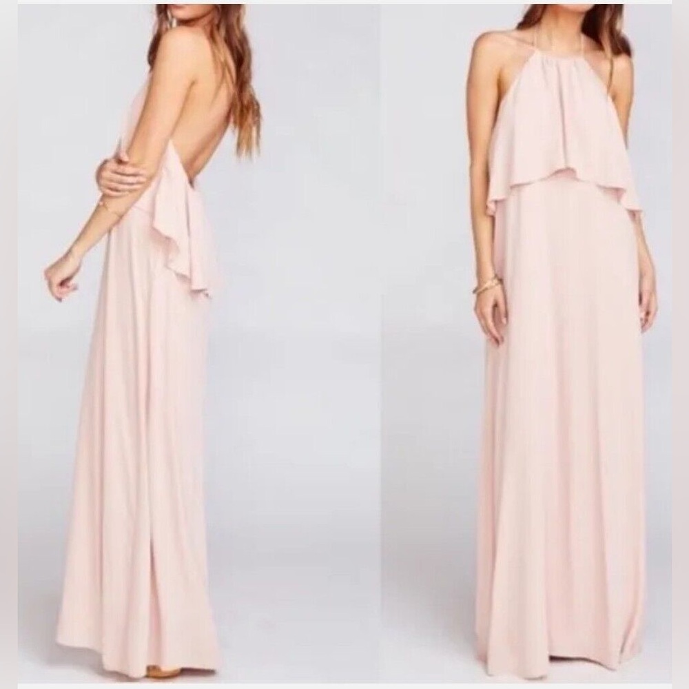 Nouvelle Amsale Bridal/Wedding Elegant Pink Halter Maxi Dress Small